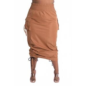 NEW K TOO windbreaker maxi skirt in mocha